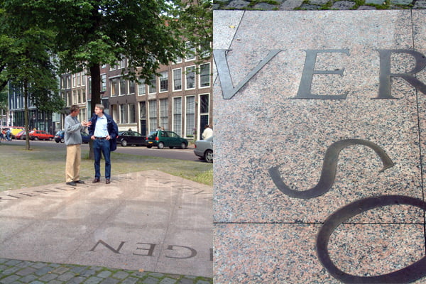 Lettering by Frank E. Blokland of the Homomonument in Amsterdam (1986)