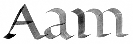 Formalized Humanistic minuscule written with flat brush